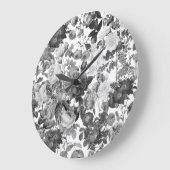 Black White Vintage Floral Große Wanduhr (Winkel)