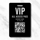 Black White VIP All Access Pass QR Code Concert Ausweis
