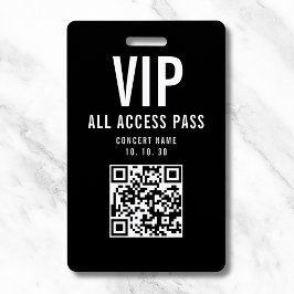 Black White VIP All Access Pass QR Code Concert Ausweis