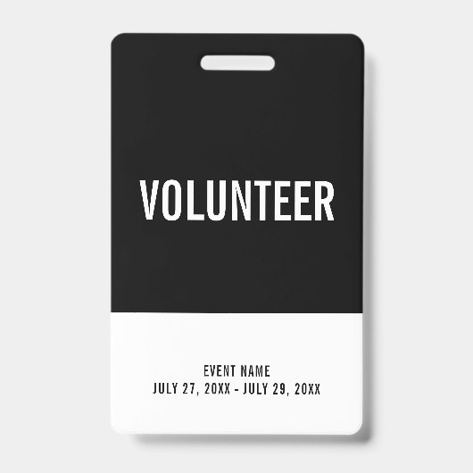 Black & White Volunteer All Access Pass Event ID Ausweis (Vorderseite)