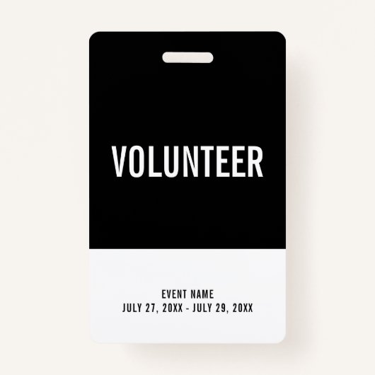 Black & White Volunteer All Access Pass Event ID Ausweis (Vorderseite)