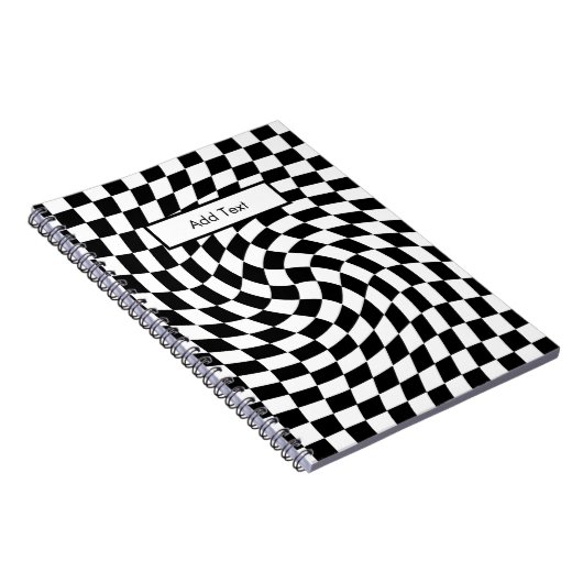 Black & White Warped Checkered Pattern Custom Notizblock (Rechte Seite)