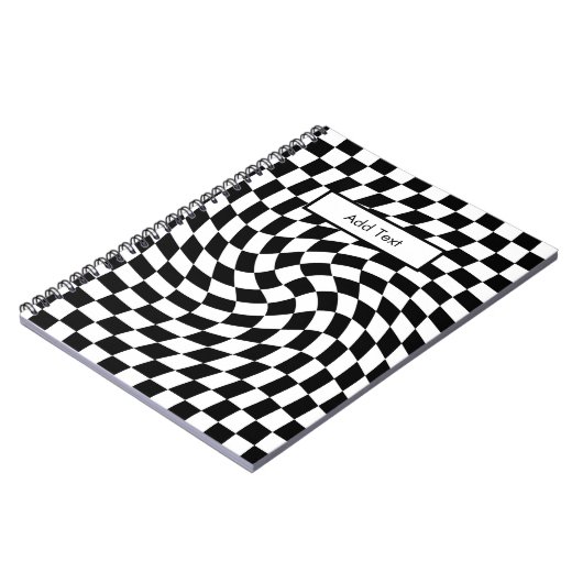 Black & White Warped Checkered Pattern Custom Notizblock (Linke Seite)