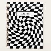 Black & White Warped Checkered Pattern Custom Planer (Vorderseite)