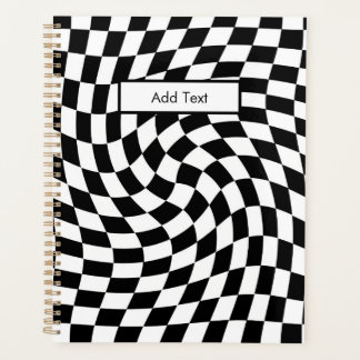 Black & White Warped Checkered Pattern Custom Planer