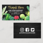 Black & White Watercolor Cactus Discount Business Visitenkarte (Vorne/Hinten)