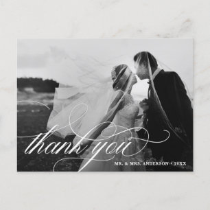 Black & White Wedding 2 Foto Vielen Dank Postkarte