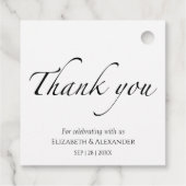 Black & White Wedding danke Geschenkanhänger (Rückseite)