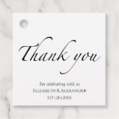 Black & White Wedding danke Geschenkanhänger (Vorderseite)