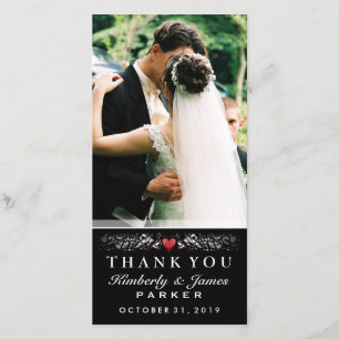 Black & White Wedding Heart Foto Vielen Dank für I Dankeskarte
