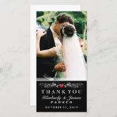 Black & White Wedding Heart Foto Vielen Dank für I Dankeskarte (Vorne/Hinten)