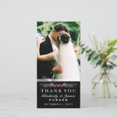 Black & White Wedding Heart Foto Vielen Dank für I Dankeskarte (Stehend Vorderseite)