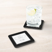 Black & White Wedding Mr & Mrs. Elegant Chic Heart Getränkeuntersetzer (Rechte Seite)