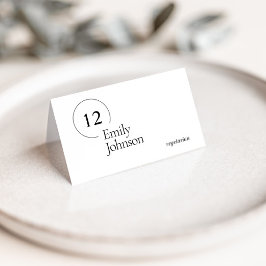 Black & White Wedding Place Cards With Meal Choice Tischnummer