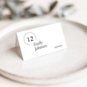 Black & White Wedding Place Cards With Meal Choice Tischnummer