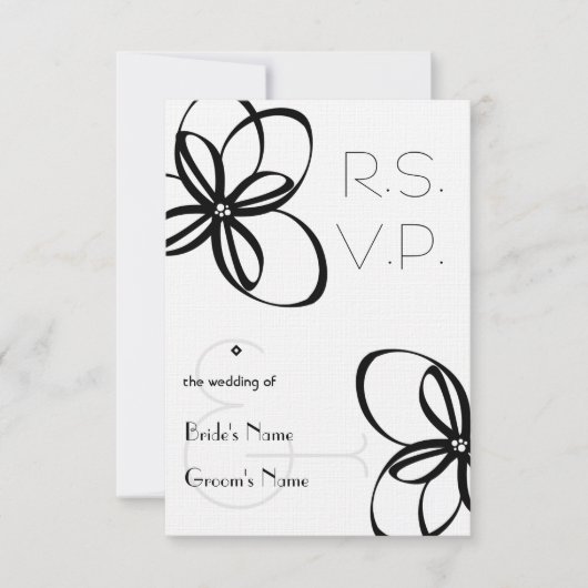 Black & White Wedding R.S.V.P. RSVP Karte (Vorderseite)