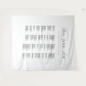 Black & White Wedding Seating Chart Fabric  Wandteppich (Vorderseite (Horizontal))