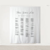 Black & White Wedding Seating Chart Fabric  Wandteppich (Vorderseite)