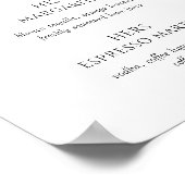 Black & White Wedding Signature Cocktails Poster (Ecke)