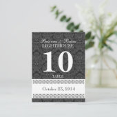 Black & White Wedding Tischnummer Card Empfang (Stehend Vorderseite)