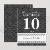 Black & White Wedding Tischnummer Card Empfang (Vorne/Hinten)