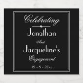 Black & White Wedding Verlobung Champagner Labels Schaumweinetikett (Einzelnes Label)