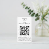 Black & White Wedding Website QR Code Photo Rsvp Begleitkarte (Stehend Vorderseite)