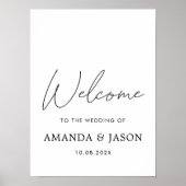 Black White Wedding Welcome Sign Poster (Vorne)