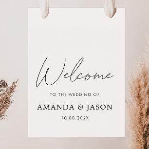 Black White Wedding Welcome Sign Poster