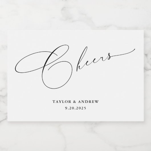 Black & White Wedding Wine Bottle Schaumweinetikett (Einzelnes Label)