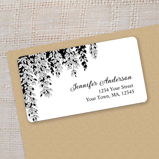 Black White Weeping Birch Return Address Label  Adressaufkleber