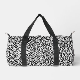 Black & white wild animal print. Snow Leopard Prin Duffle Bag
