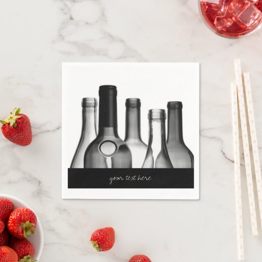 Black & White Wine Flasche Party Paper Napkin Set Serviette (Beispiel)