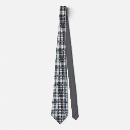 Black White Winter Plaid  Krawatte (Vorderseite)