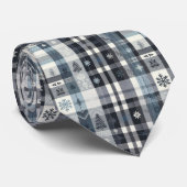 Black White Winter Plaid  Krawatte (Gerollt)