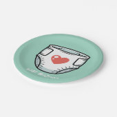 Black & White with a Red Heart Baby Diaper  Pappteller (Schrägansicht)