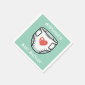 Black & White with a Red Heart Baby Diaper Serviette (Ecke)