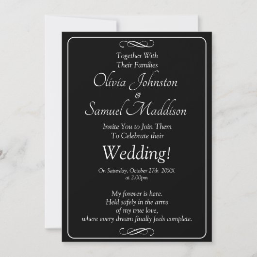 Black & White with Infinity Scroll Wedding Suite, Einladung (Vorderseite)