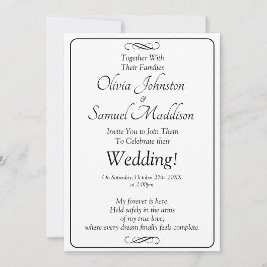Black & White with Infinity Scroll Wedding Suite, Einladung (Vorderseite)