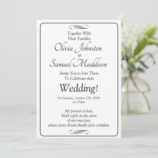 Black & White with Infinity Scroll Wedding Suite, Einladung (Stehend Vorderseite)