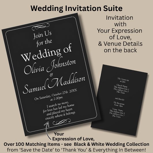 Black & White with Infinity Scroll Wedding Suite, Einladung