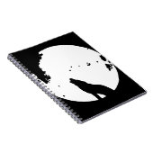 Black & White Wolf Howling auf dem Moon-Notebook Notizblock (Rechte Seite)