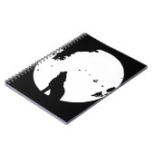 Black & White Wolf Howling auf dem Moon-Notebook Notizblock (Linke Seite)
