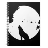 Black & White Wolf Howling auf dem Moon-Notebook Notizblock (Vorderseite)