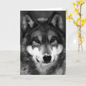 Black & White Wolf Karte (Gelbe Blume)