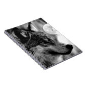 Black & White Wolf, Moon & Night Notebook Notizblock (Rechte Seite)