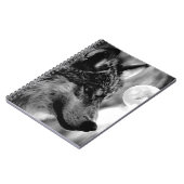 Black & White Wolf, Moon & Night Notebook Notizblock (Linke Seite)