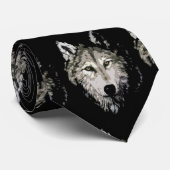 Black & White Wolf Neck Tie Krawatte (Gerollt)