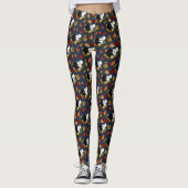 Black White Wolves Moonlight Autumn Leaves Leggings (Vorderseite)