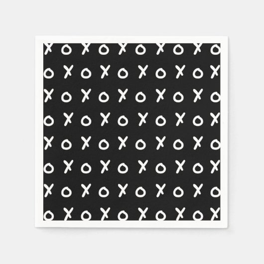 Black & White X O XO XO Niedlich Serviette (Vorderseite)